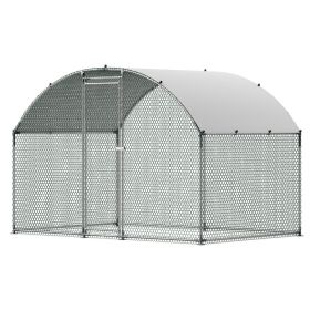 VEVOR Metal Chicken Coop, 9.8x6.5x6.5ft Large Walk-in Chicken Runs with Cover, Doom Roof Hen House Enclosure with Security Lock