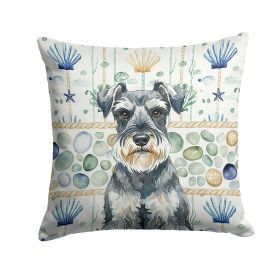 Schnauzer Coastal Sea Glass Throw Pillow Decorative Indoor Outdoor Accent Cushion for Couch, Bed or Patio, 18Hx18W