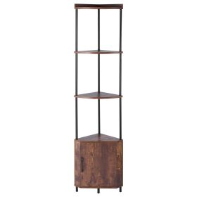 VEVOR 5 Tier Corner Shelf with LED Light, 65.4" Tall Corner Bookshelf with Storage Cabinet