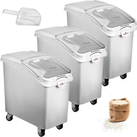 VEVOR 3 Pack Dry Ingredient 21 Gallon Storage Bin Caster Commercial Restaurant Kitchen