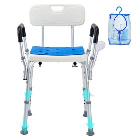 Shower Chair, 400 lbs Capacity, Shower Seat with Back, Adjustable Height Shower Stool, Shower Chair for Inside Shower Bathtub