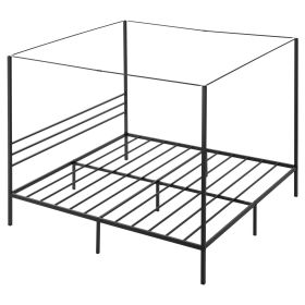 VEVOR King Size Canopy Bed Frame, Metal Canopy Bed with Four Posters Design, Heavy Duty Steel Slats Support, Underbed Storage Space