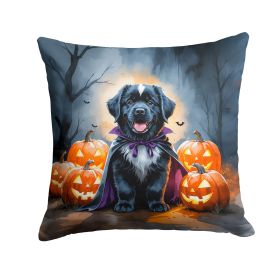 Newfoundland Puppy Halloween Throw Pillow Machine Washable, Indoor Outdoor Decorative Pillow for Couch, Bed or Patio, 18Hx18W
