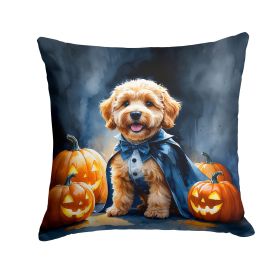 Goldendoodle Puppy Halloween Throw Pillow Machine Washable, Indoor Outdoor Decorative Pillow for Couch, Bed or Patio, 18Hx18W