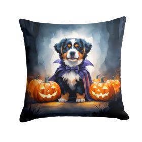 Bernese Mountain Dog Puppy Halloween Throw Pillow Machine Washable, Indoor Outdoor Decorative Pillow for Couch, Bed or Patio, 18Hx18W