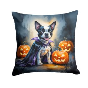Boston Terrier Puppy Halloween Throw Pillow Machine Washable, Indoor Outdoor Decorative Pillow for Couch, Bed or Patio, 18Hx18W
