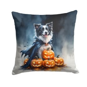 Border Collie Puppy Halloween Throw Pillow Machine Washable, Indoor Outdoor Decorative Pillow for Couch, Bed or Patio, 14Hx14W