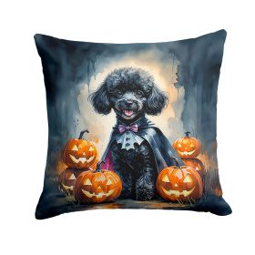 Black Poodle Puppy Halloween Throw Pillow Machine Washable, Indoor Outdoor Decorative Pillow for Couch, Bed or Patio, 18Hx18W