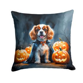 Cavalier Spaniel Puppy Halloween Throw Pillow Machine Washable, Indoor Outdoor Decorative Pillow for Couch, Bed or Patio, 18Hx18W