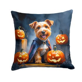 Airedale Terrier Puppy Halloween Throw Pillow Machine Washable, Indoor Outdoor Decorative Pillow for Couch, Bed or Patio, 14Hx14W