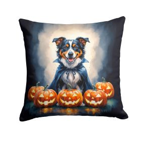Australian Shepherd Puppy Halloween Throw Pillow Machine Washable, Indoor Outdoor Decorative Pillow for Couch, Bed or Patio, 18Hx18W