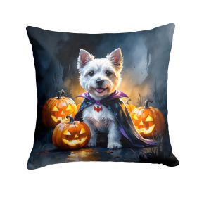 Westie Spaniel Puppy Halloween Throw Pillow Machine Washable, Indoor Outdoor Decorative Pillow for Couch, Bed or Patio, 18Hx18W