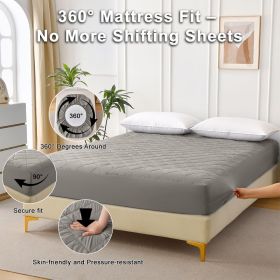 Diamond Grid Ultrasonic Waterproof Mattress Protector, FULL (Color: gray)