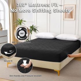 Diamond Grid Ultrasonic Waterproof Mattress Protector, FULL (Color: Black)